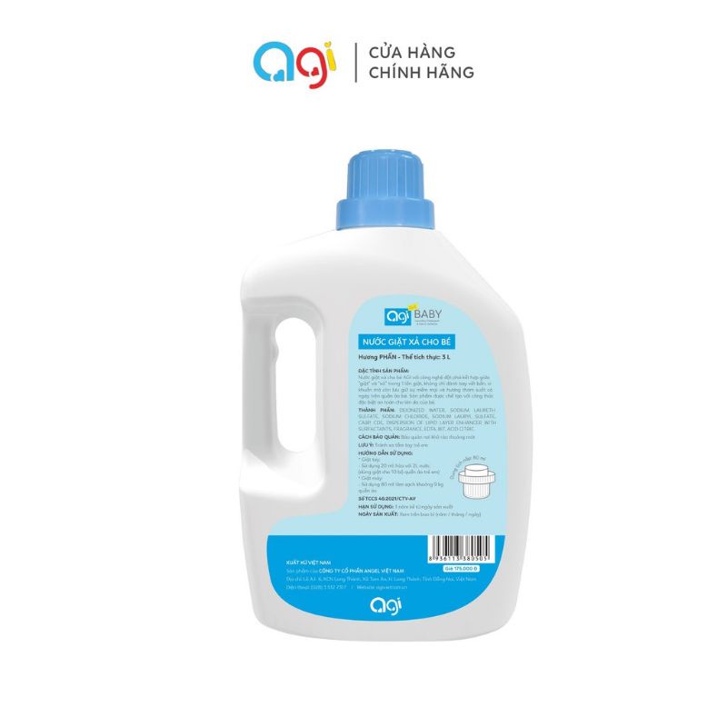 Nước giặt xả agi cho bé chai 3000ml hương phấn và hoa anh đào