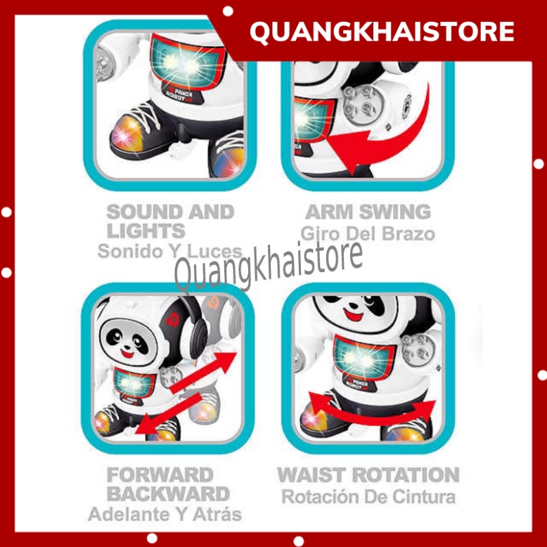 Robot Panda chiếu sáng biết hát nhảy Rô bốt Gấu Trúc Dance hiệu ứng đèn Led đẹp mắt tặng kèm pin và cán đèn trung thu