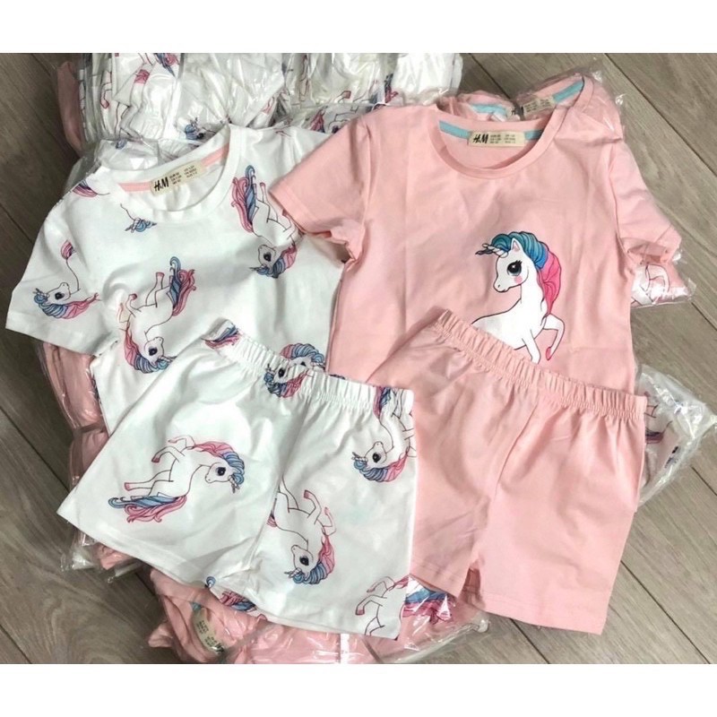 bộ cotton đùi bé gái hình pony