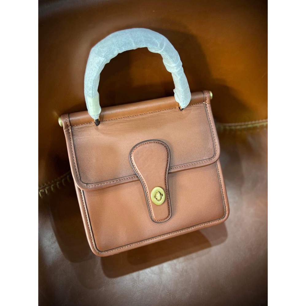 Túi Xách Tay Cho Nữ - Coach -Willis Top Handle 18, Màu Nâu Tây Thời Trang,Hàng Hiệu Chính Hãng Thật 100%