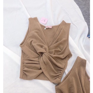 Áo xoắn eo croptop