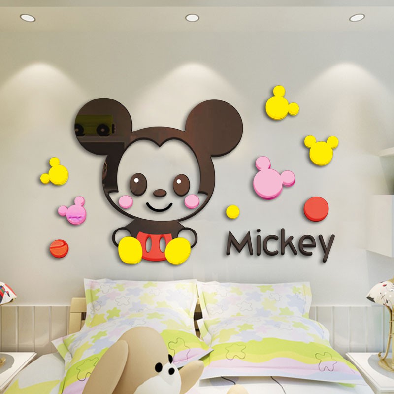 Hoạt Hình Miếng Dán Tường Acrylic Hình Chuột Mickey / Vịt Donald 3d 60x36cm