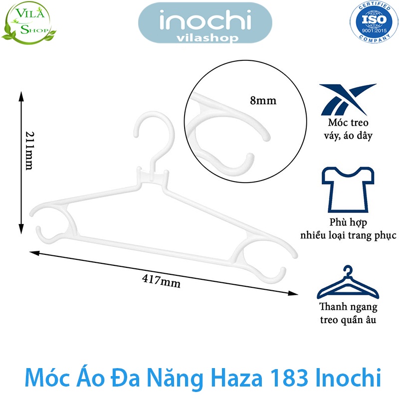 [ Set 10 ] Móc Treo Quần Áo, Móc Quần Áo  Đa Năng Hara 183, Móc Treo Quần Áo Người Lớn Nhựa Cao Cấp Inochi