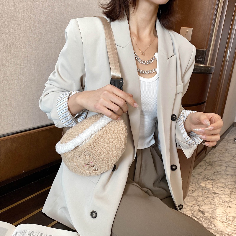 Túi Đeo Chéo Ngực Phối Lông Thời Trang Mùa Đông Cho Nữ