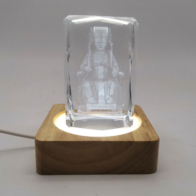 SPMH 3D LED Night Light Bedroom Decoration Small Table Lamp USB 3D Crystals Glass Resin Art Ornaments Wooden Base Stand