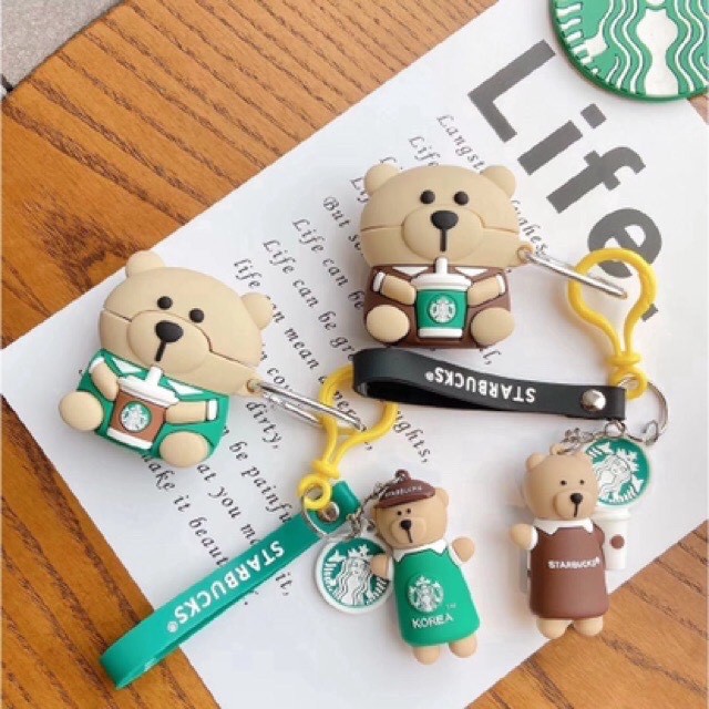 Case Airpods 1/2/Pro gấu starbuck kèm PK