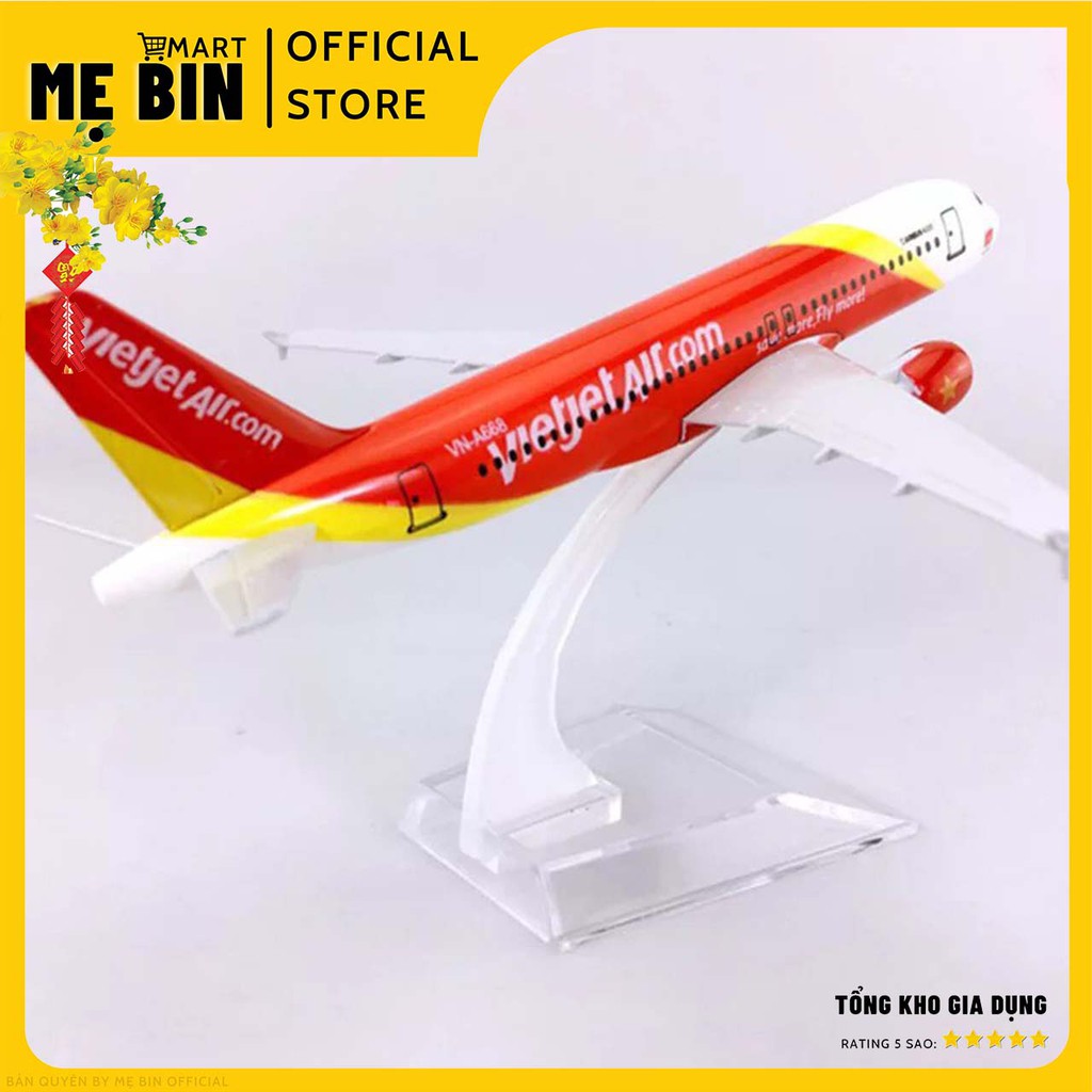 Mô Hình Máy Bay 16cm VietJet ( Màu Đỏ) Mô Hình Đồ Chơi Cho Bé + Kèm Đế Trưng Bày - Mẹ Bin Mart