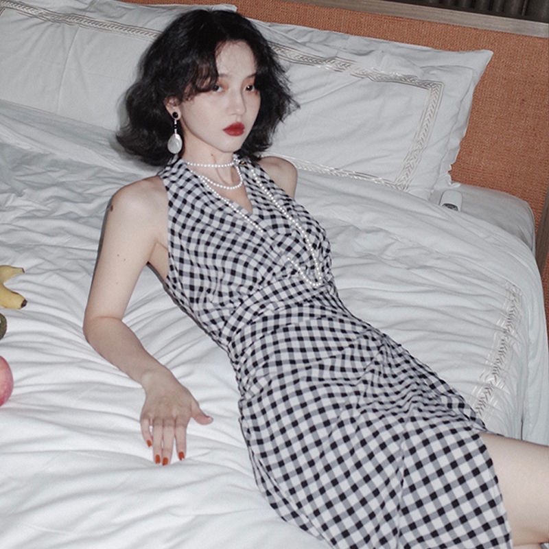 FXDAZI Đầm Hai Dây 22Ww F & X Dáng Ôm Eo Cao Thời Trang Xuân Thu Pháp Cổ Điển Sang Trọng Cho Nữ