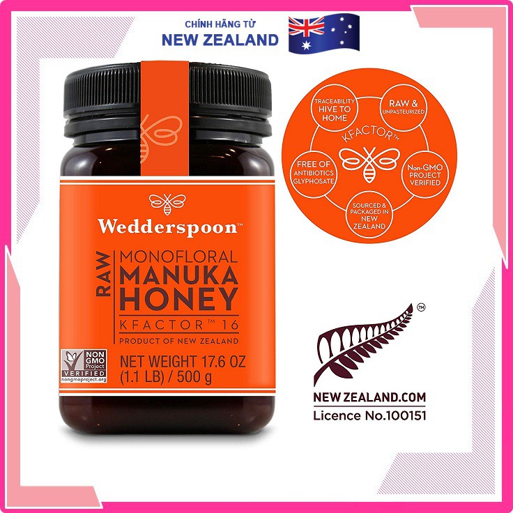 [ K16 | UMF 16+ ] ✅ Mật Ong Manuka Wedderspoon Manuka Honey New ZeaLand  K16 Factor