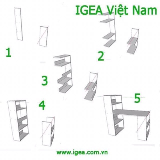 Bàn làm việc gỗ dùng để học, để làm việc kết hợp kệ sách.GP04