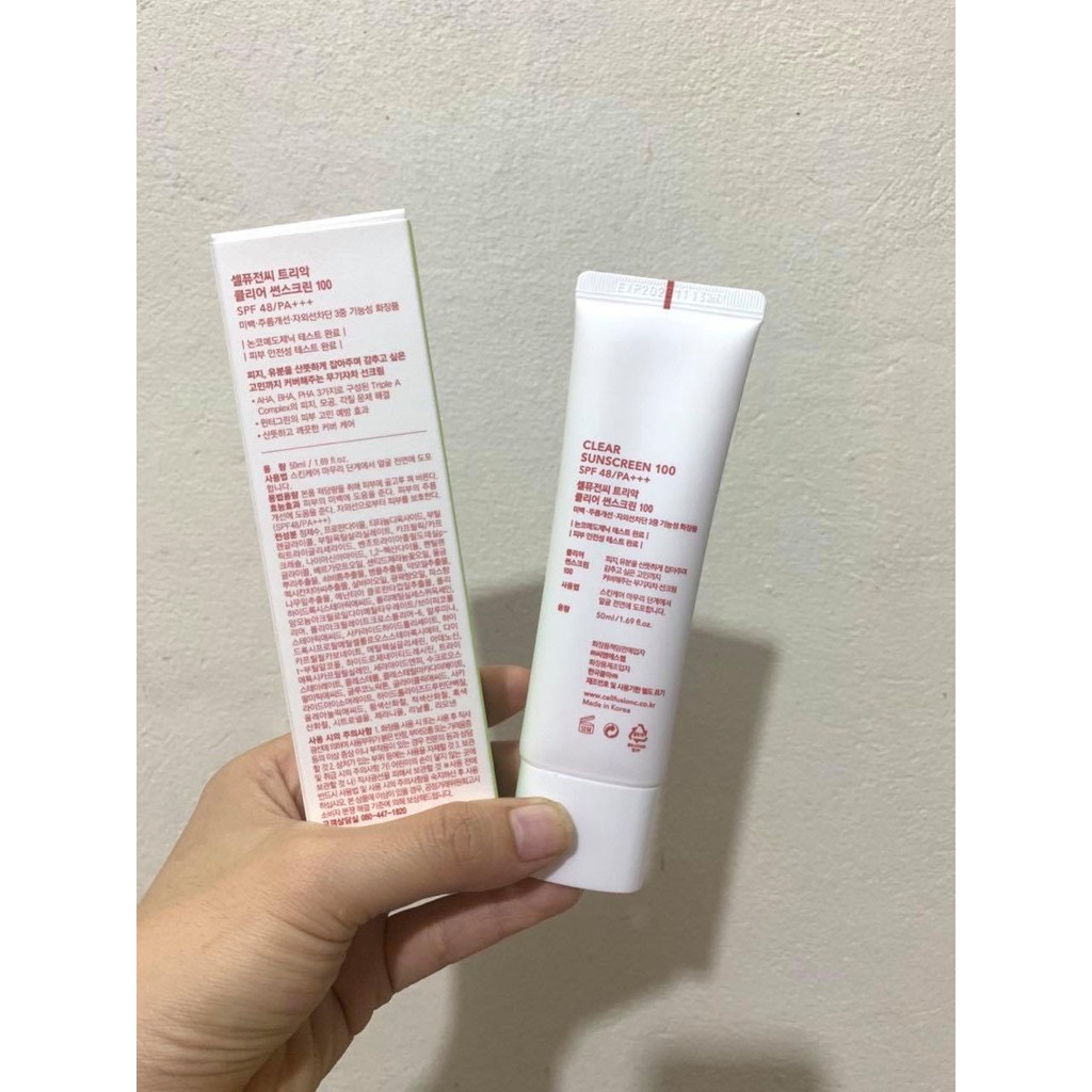 Kem Chống Nắng Dành Cho Da Dầu, Da Mụn Cell Fusion C Clear Sunscreen 100 SPF 48+/PA+++ 50ml