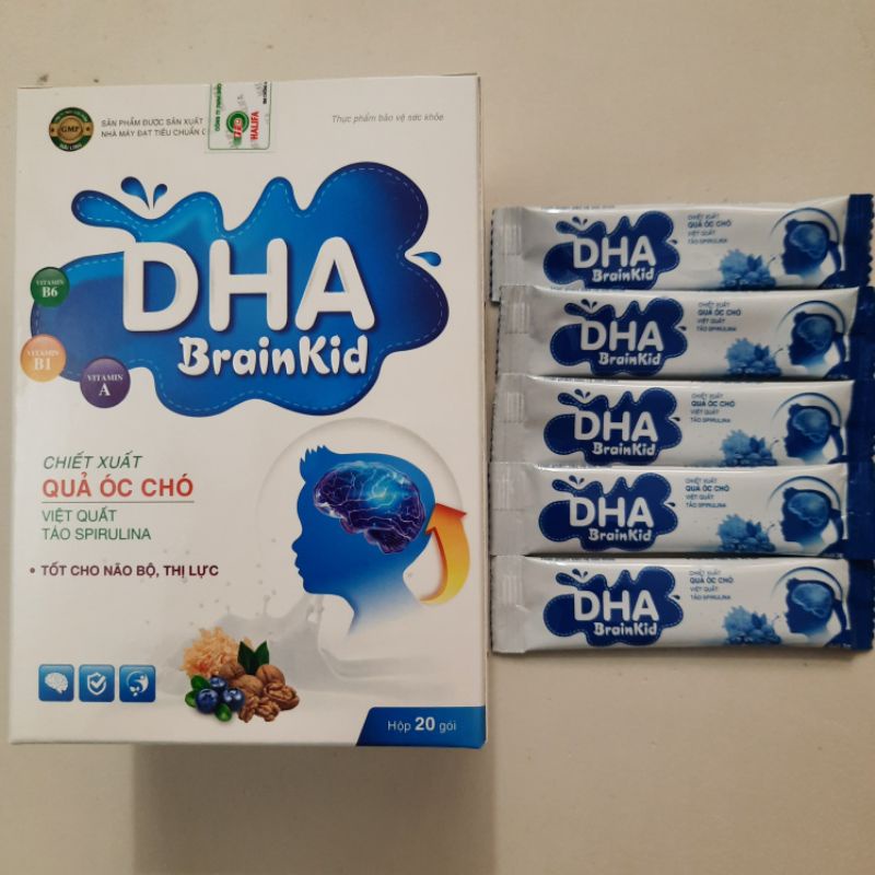 Cốm bổ não DHA BRAIN KID - Hỗ trợ phát triển bộ não, tăng cường trí nhớ, tập trung ờ trẻ_Hộp 20 gói