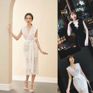 Đầm dạ hội cúp ngực đính nơ cao cấp