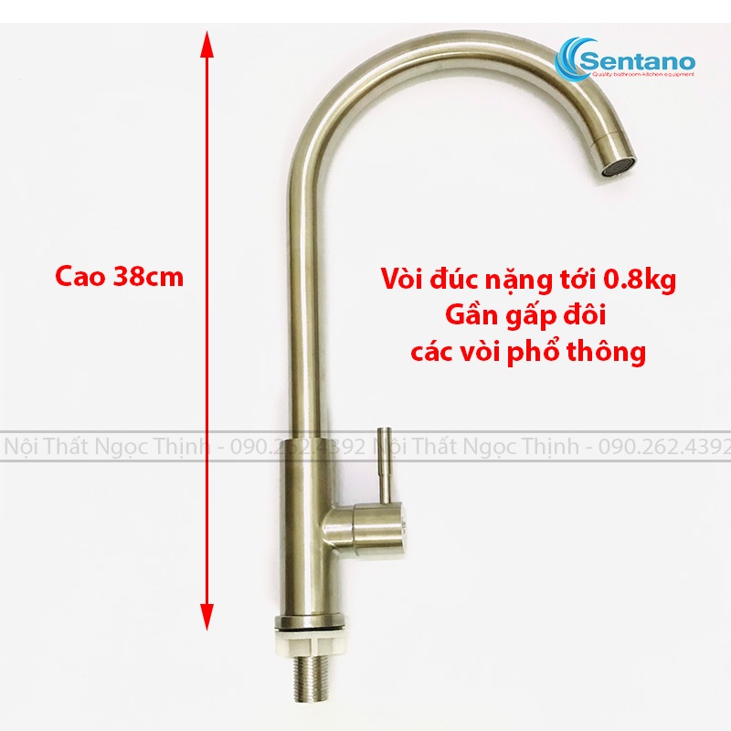 [LOẠI 1 DÒNG PLUS] Vòi rửa chén lạnh inox 304 cao cấp SENTANO STN-501 Plus hàng đúc dày chắc chắn bền bỉ trên 5 năm