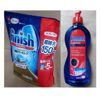 Combo viên rửa bát finish + nước bóng somat 750ml