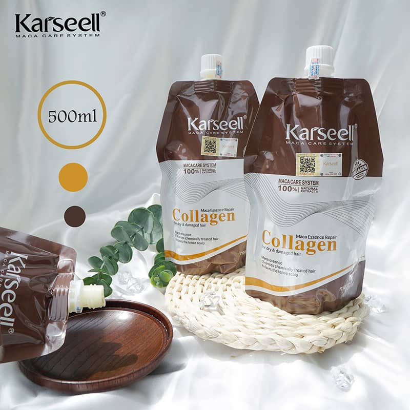 KARSEELL- Dầu Hấp Ủ Tóc Dưỡng Ẩm Phục Hồi Siêu Mềm Mượt Hương Nước Hoa Collagen Karseell 500ml + tặng mũ chụp xinh xắn