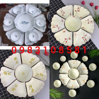 Bộ đồ ăn hoa mặt trời gốm sứ bát tràng