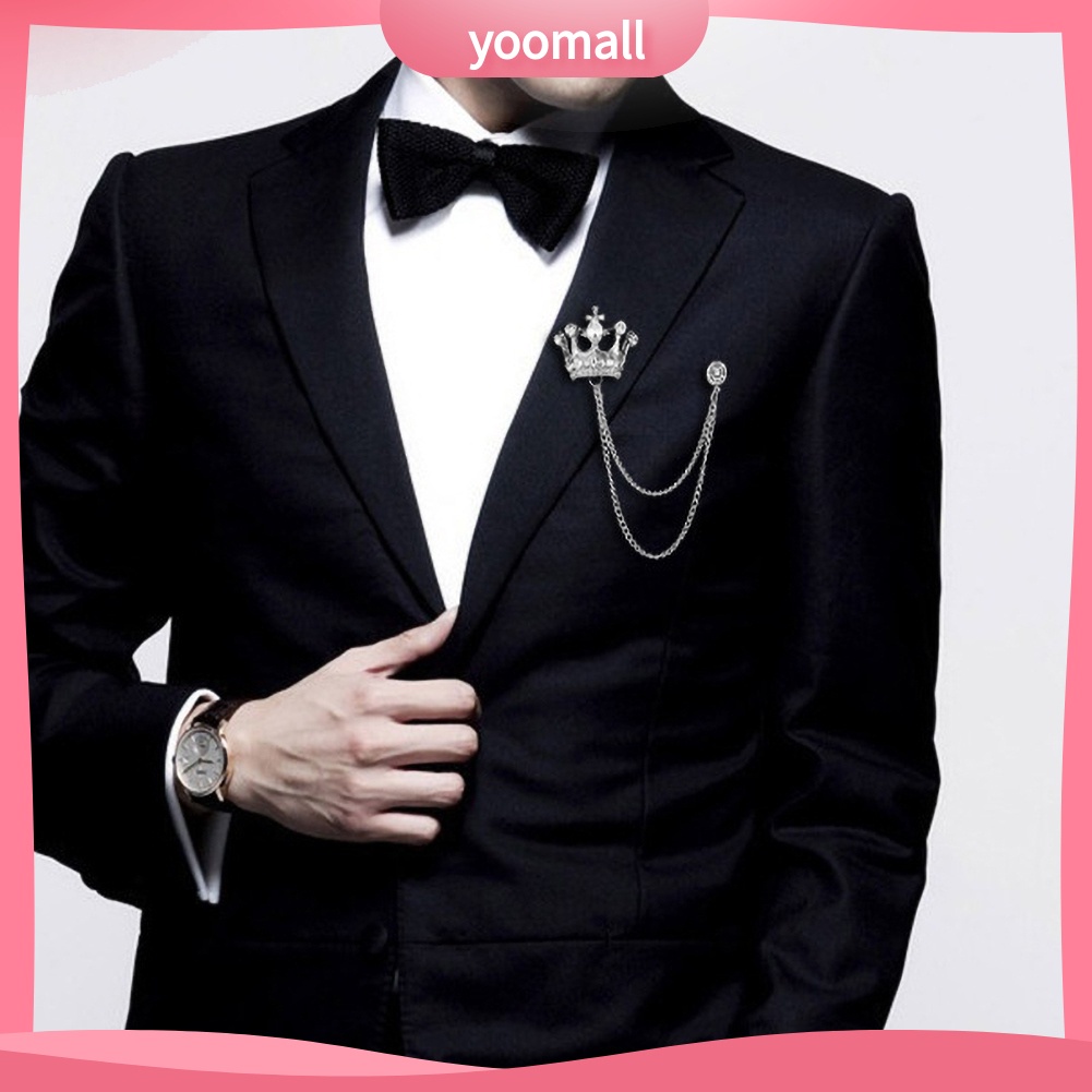 Ghim Cài Áo Hình Vương Miện Phối Dây Xích Tua Rua Phong Cách Cổ Điển Thời Trang Cho Nam Và Nữ