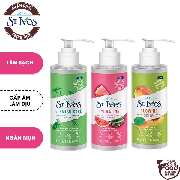 Sữa Rửa Mặt Dạng Gel Chăm Sóc Dịu Nhẹ Cho Da Hàng Ngày ST.Ives Daily Facial Cleanser 200ml