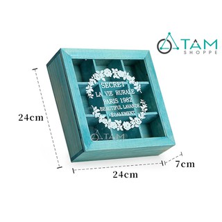 Hộp gỗ đựng nữ trang 9 ngăn Vintage