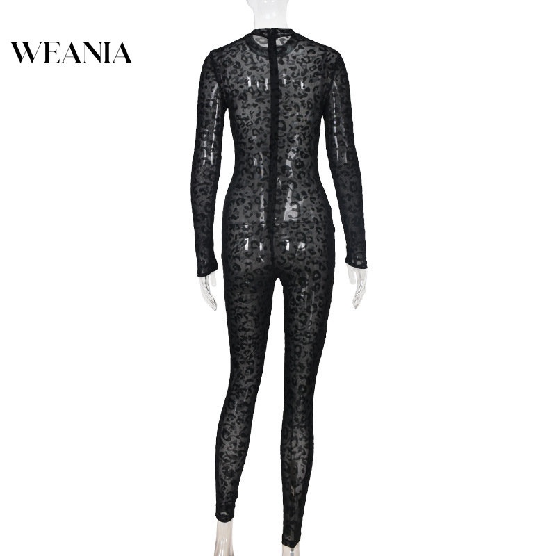 Áo liền quần Tay Dài Xuyên Thấu Hoạ Tiết Da Báo Quyến Rũ Cho Phái Nữ