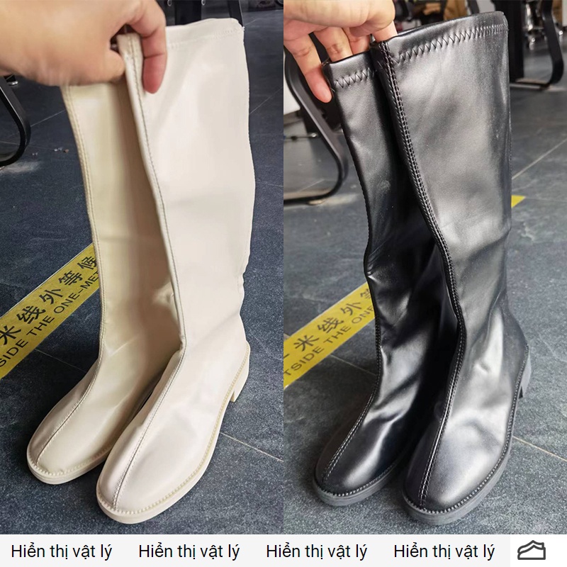 Bốt mũi tròn，bốt thời trang nữ ，giày boot cổ cao，boots nữ cao cổ，Giày Bốt Đế Bằng Mũi Tròn Có Khóa Kéo Phong Cách Anh Quốc Thời Trang Xinh Xắn Cho Nữ