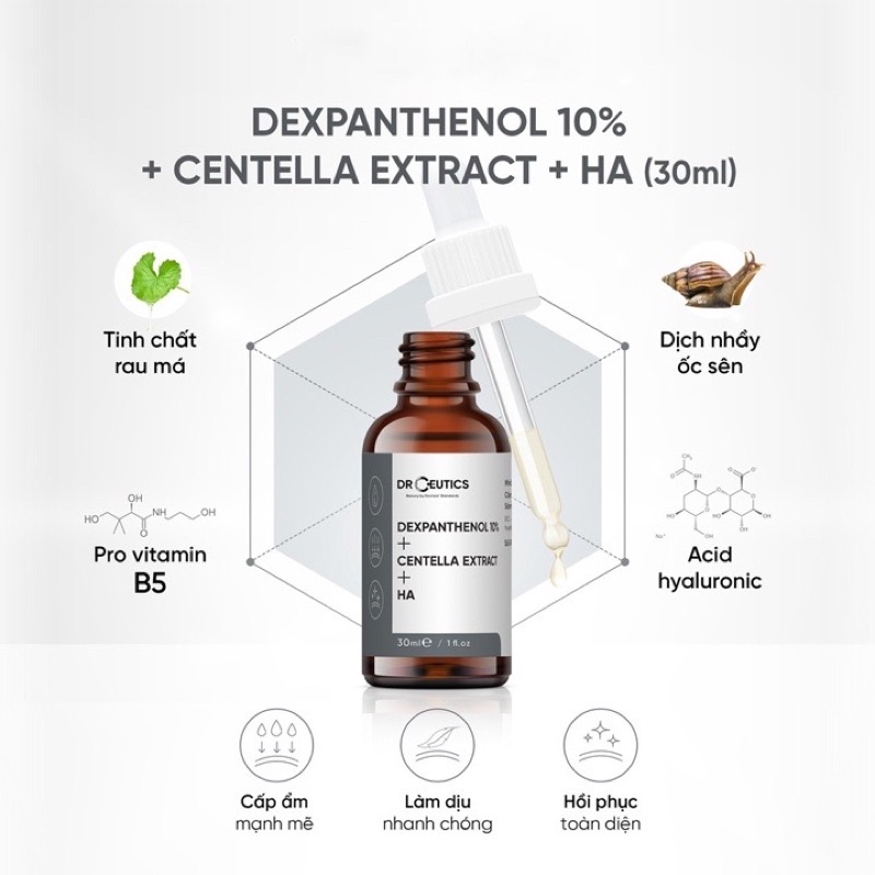 Serum B5 DrCeutics Cấp Ẩm Và Phục Hồi Da Dexpanthenol 10% + Centella Extract + HA 30/100ML