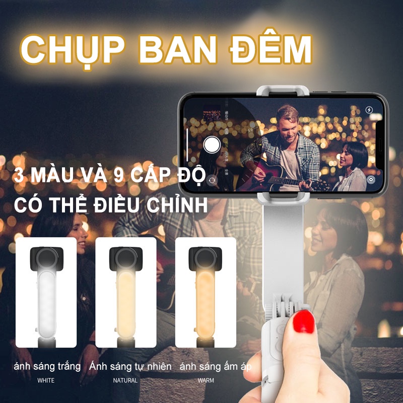 Bộ ổn định với ánh sáng lấp đầy MINI, gimbal cầm tay, gậy chụp ảnh tự sướng chân máy bluetooth chống va đập {NUL09} | BigBuy360 - bigbuy360.vn