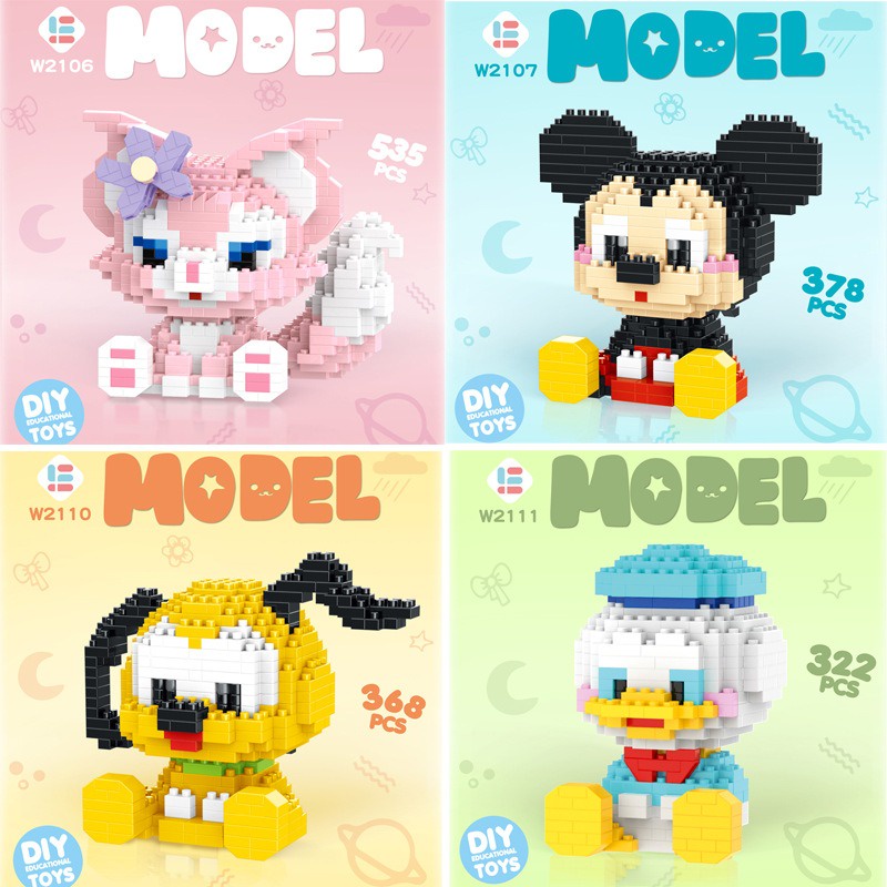 Đồ Chơi Lắp Ráp Nhân Vật Hoạt Hình Disney, Gấu Dâu, Thỏ Kuromi (Fullbox,Thanh Gỡ)
