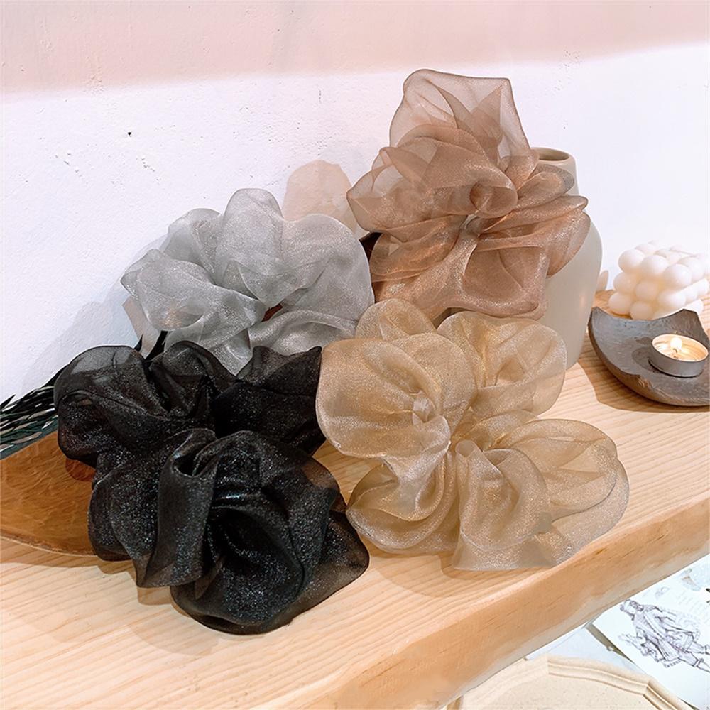 Dây Cột Tóc Lưới Co Giãn Màu Trơn Cỡ Lớn Thời Trang