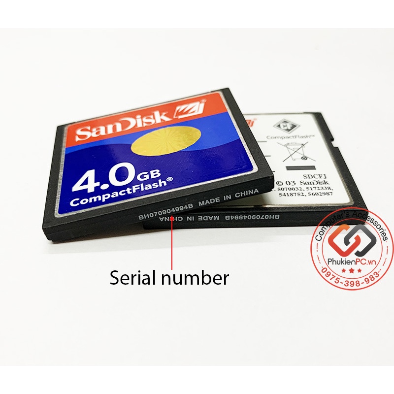 Thẻ nhớ CF Compact Flash Card Sandisk 4GB công nghiệp cho máy CNC PLC máy ảnh kỹ thuật số