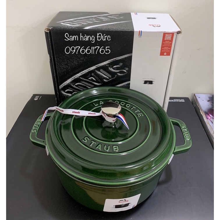 NỒI GANG STAUB COCOTTE basil green 24cm màu xanh húng chính hãng đủ bill