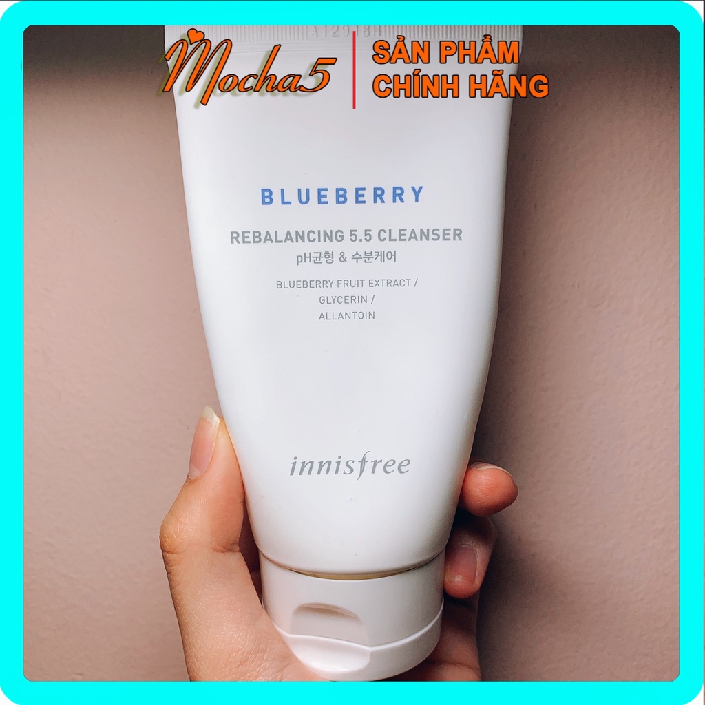 Sữa rửa mặt Innisfree Blueberry Rebalancing 5.5 Cleanser tạo cảm giác mềm mại cho da SRM 100ml