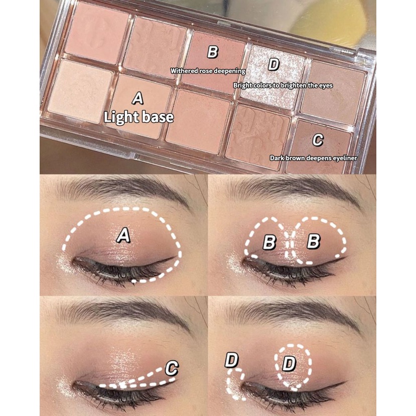 DIKALU 10 Màu Sắc Phụ Nữ Long Lanh Eyeshadow Palette Ngọc Trai Matte Màu Bóng Mắt Màu Đất Shiny Sequins Mắt Sắc Tố Lâu Dài Hàn Quốc trang điểm Giao hàng Nhanh Chóng