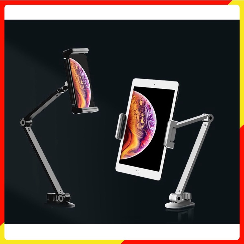 Giá đỡ kẹp điện thoại máy tính bảng ipad cao cấp kẹp cố định vào bàn, đầu giường P60 chắc chắn, xoay 360 độ cao cấp.