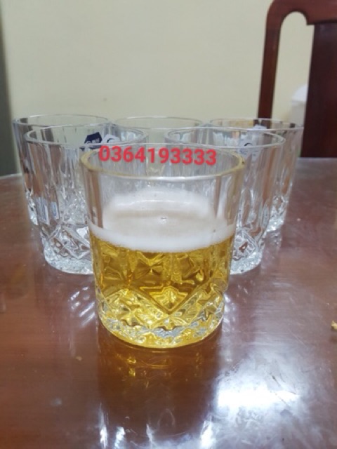 Cốc Thủy Tinh Uống Rượu Đáy Kim Cương 220ml 6 cái