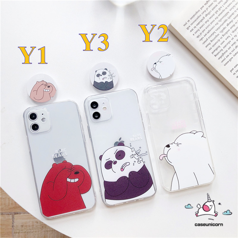 Ốp điện thoại mềm trong suốt in hình We Bare Bears có giá đỡ cho Redmi Note 9 9S 9Pro 7 8 8Pro 5A 6A 4A 4X 5Plus