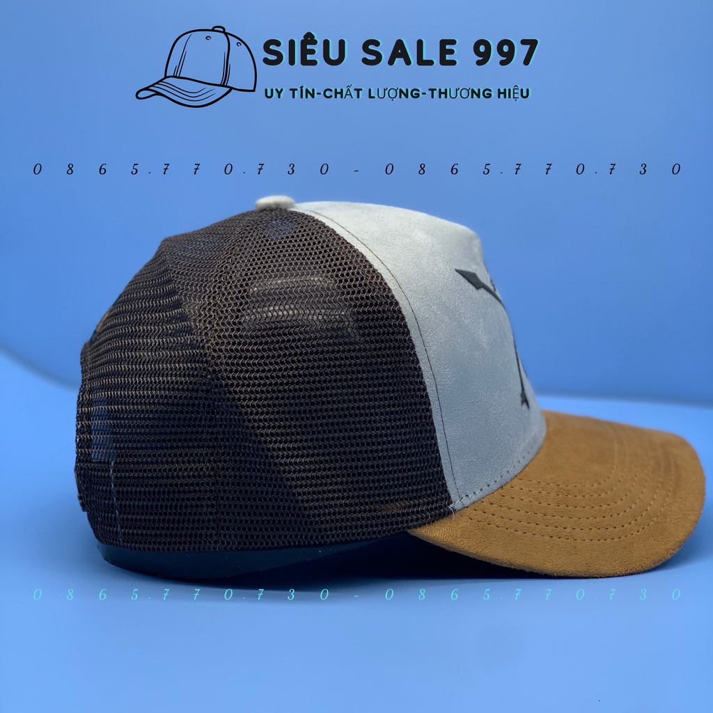 NÓN KẾT PHỐI LƯỚI 2 MŨI TÊN CHẤT DA LỘN CAO CẤP, MŨ LƯỠI TRAI NAM NỮ THÒI TRANG