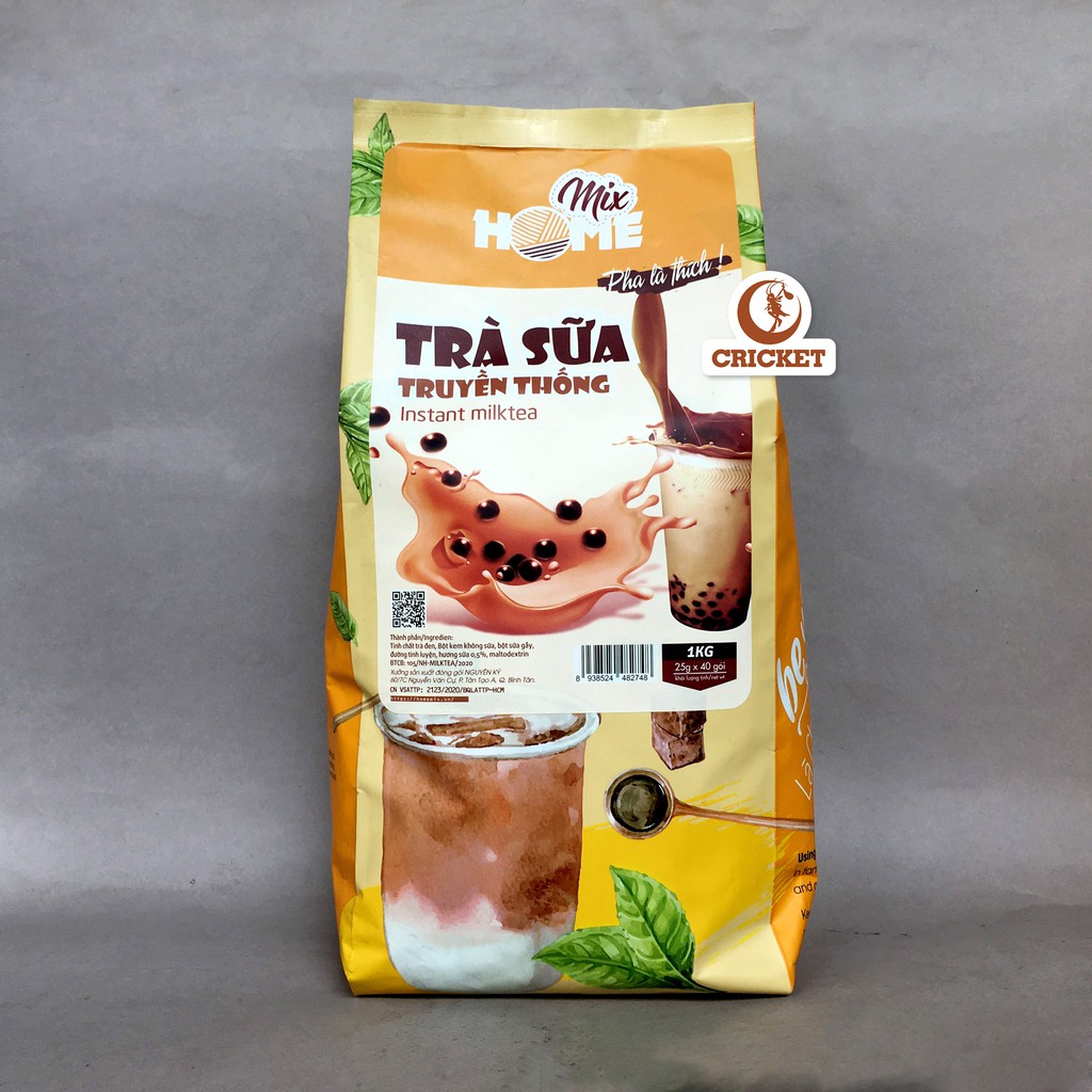 Bột Trà Sữa Truyền Thống Home Mix - Trà Sữa Hòa Tan Bịch 1kg (40 gói x 25g) - Thơm Ngon Hảo Hạng Vô Cùng Tiện Lợi