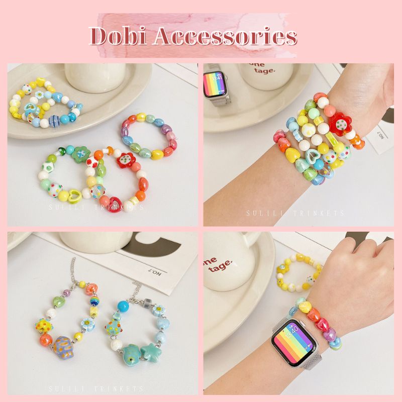 Vòng Tay Chuỗi Hạt Gốm Nhiều Màu Hạt Charm Ngọt Ngào Đủ Màu Sắc Dễ Thương Phong Cách Hàn Quốc Dobi L2