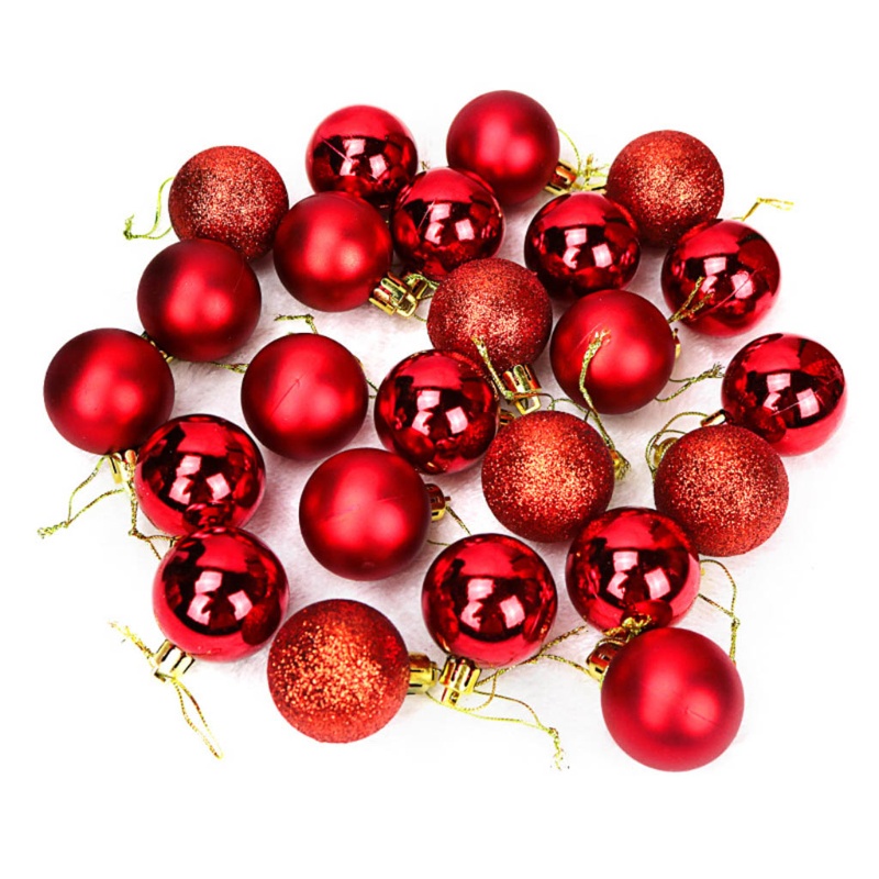 Bộ 24 Quả Châu 4/6/8cm Lấp Lánh Trang Trí Cây Thông Noel