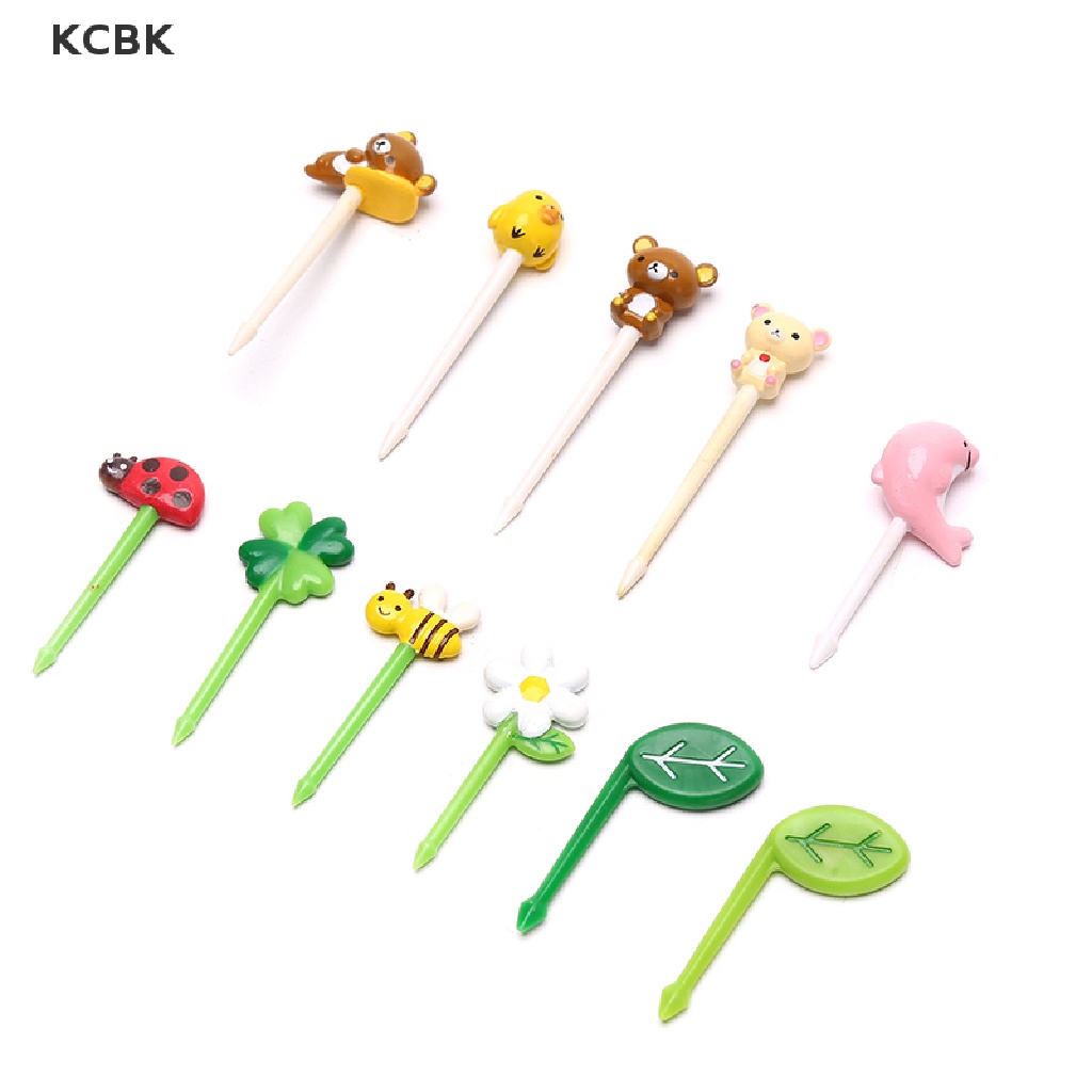 Set 12 Nĩa Ghim Trái Cây Hình Dáng Hoạt Hình Xinh Xắn