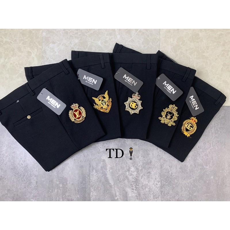 [HÀNG LOẠI 1] quần âu nam đen thêu logo đính đá quần ống côn hàn quốc vải không nhăn co dãn nhẹ | BigBuy360 - bigbuy360.vn