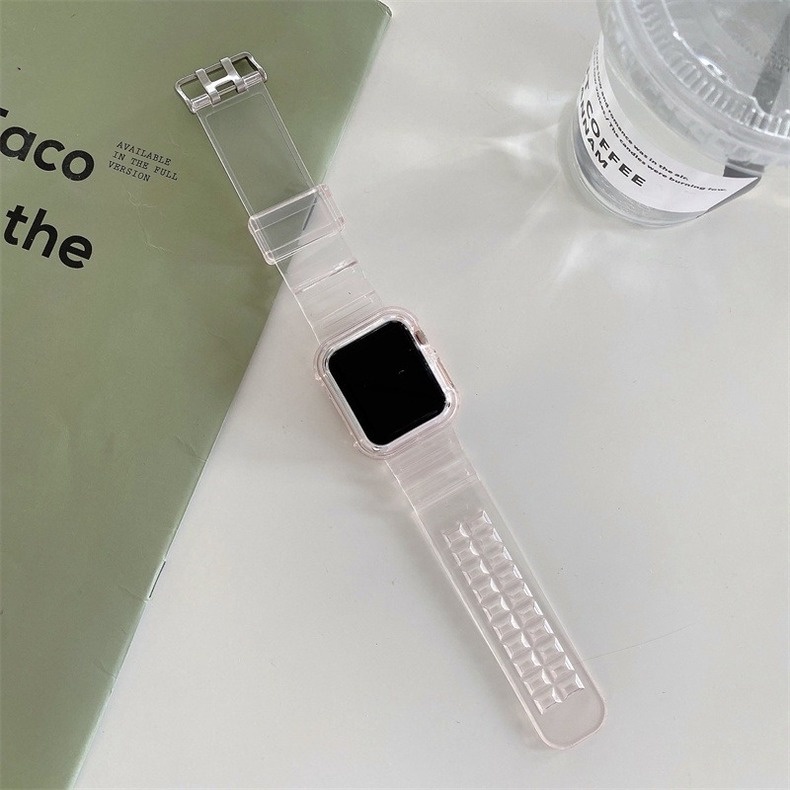 Dây đeo bằng silicone trong suốt thích hợp cho đồng hồ thông minh Apple Watch SE 6 5 4 3 iWatch 38 44 42 40 MM