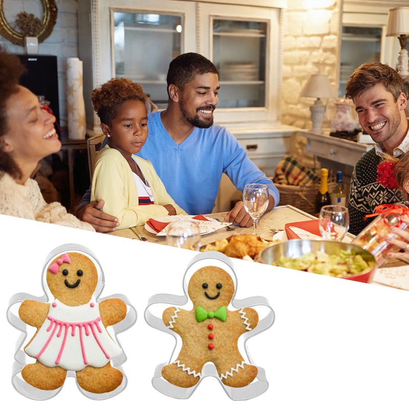 Set 2 Khuôn Cắt Bánh Quy Hình Người Bánh Gừng Bằng Thép Không Gỉ