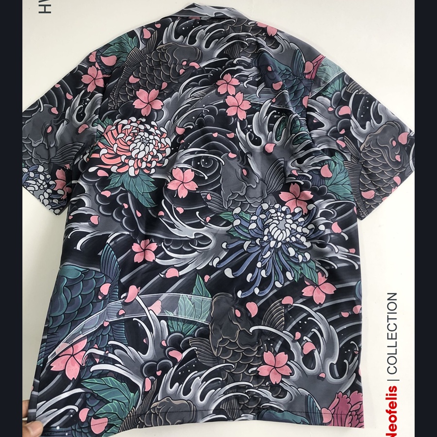 Áo sơ mi hoạ tiết nam tay ngắn hình xăm Nhật Bản - Áo sơ mi hawaiian Neofelis HW278