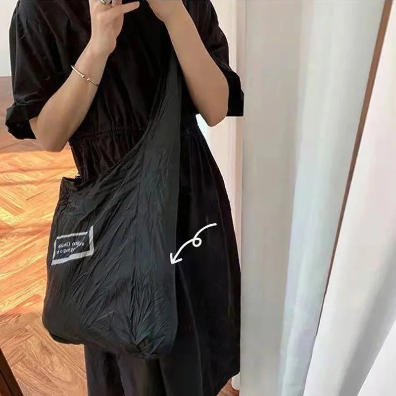 Túi Mua Sắm Đeo Vai Bằng Polyester Chống Thấm Nước Thiết Kế Gấp Gọn Đa Năng Tiện Dụng
