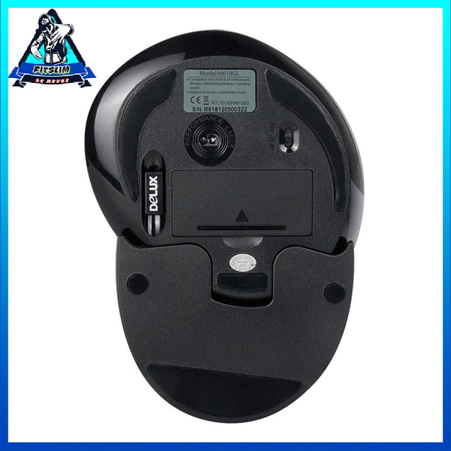 Chuột không dây Delux M618GX 6 nút Chuột dọc công thái học cho máy tính xách tay [8/3]