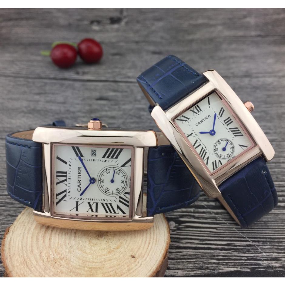 Đồng Hồ Quartz Mặt Vuông Với Dây Đeo Da