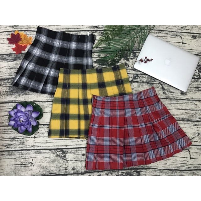 Chân váy xếp ly sọc caro kaki Cao Cấp - (Có 3 màu, Ảnh và Clip thật) | BigBuy360 - bigbuy360.vn